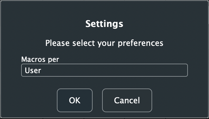 Settings dialog