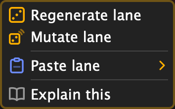 The automation band's context menu