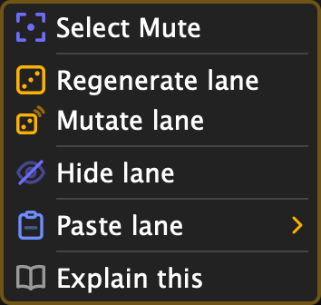 A deviation lane's context menu