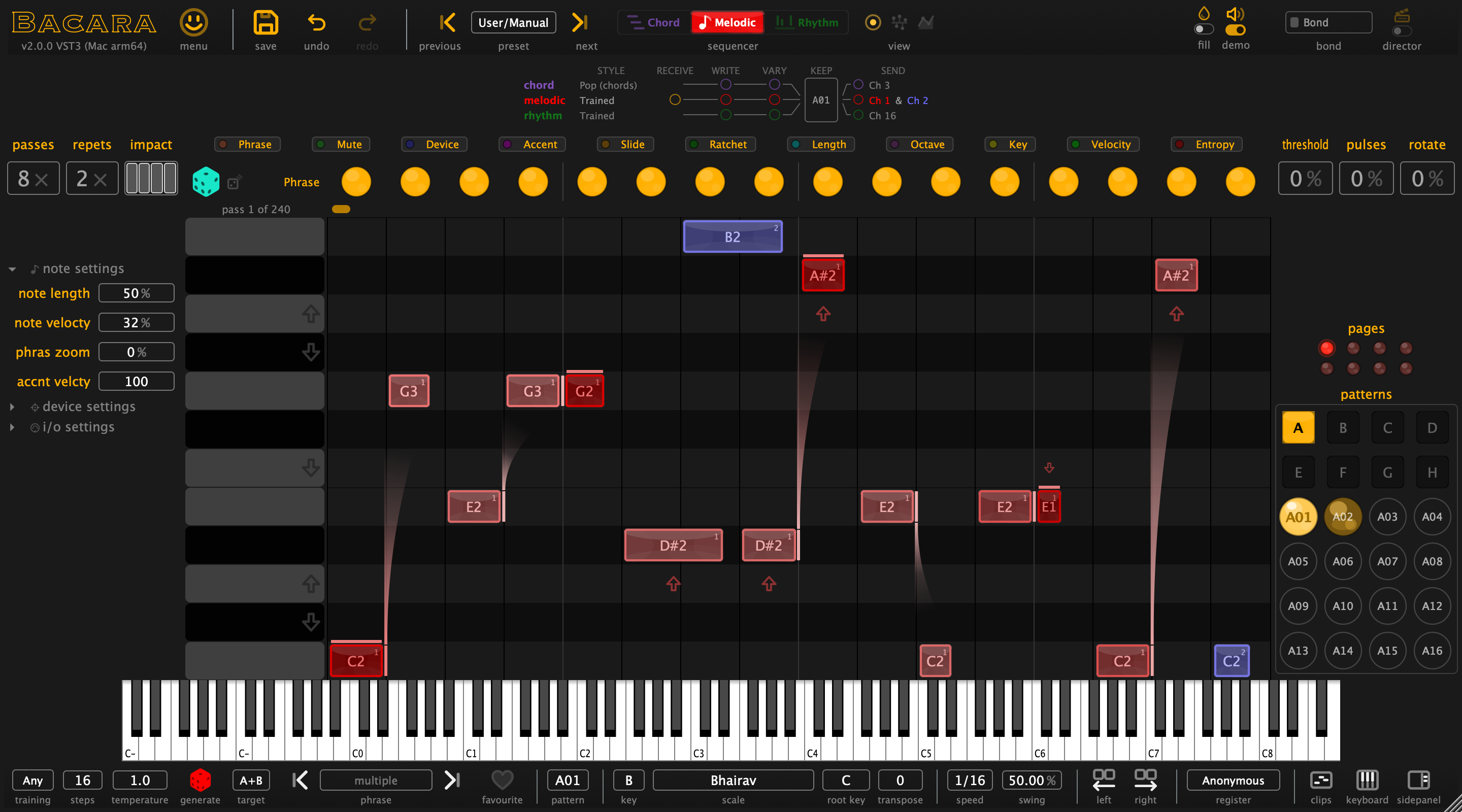 Bacara full interface with all panels visible