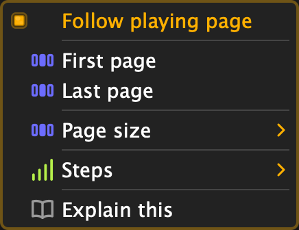 The pager context menu