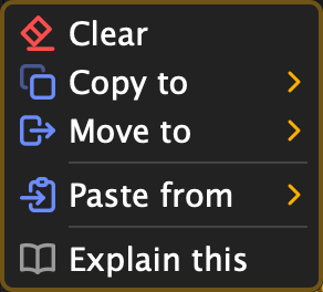 A pattern marble's context menu