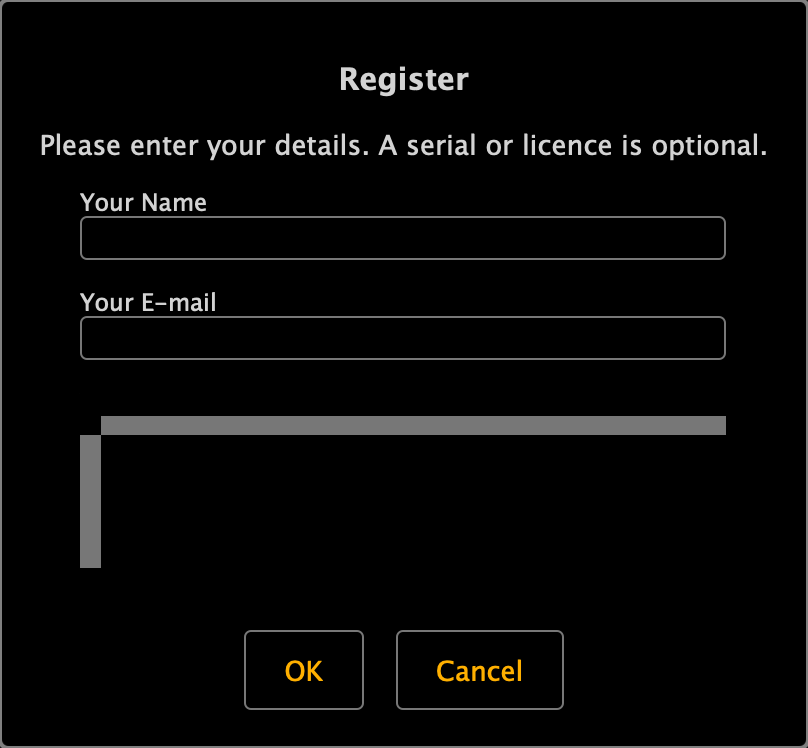 Bacara registration dialog